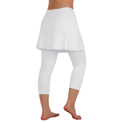 ANIVIVO Women Skirted Leggings Tennis Yoga Legging with Skirt Athletic-White