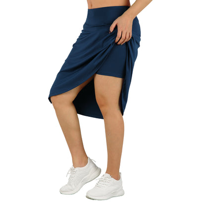 ANIVIVO Women's 24" Knee Length Skorts with Pockets Long Skorts Athletic Skirt 3 Pockets-Navy Blue
