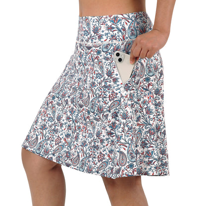 ANIVIVO Women's 20" Knee Length Skorts with Pockets Golf Tennis Skirt
2 Zipper Pockets High Waisted-Colorful Flower