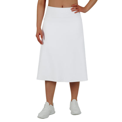 ANIVIVO Women 28" Midi Long Skorts Knee Length Athletic Skirt with Pocket-White
