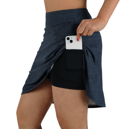 ANIVIVO Women's 20" Knee Length Skorts with Pockets Golf Tennis Skirt
2 Zipper Pockets High Waisted-Dark Denim Blue