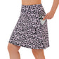 ANIVIVO Women's 20" Knee Length Skorts with Pockets Golf Tennis Skirt 2 Zipper Pockets High Waisted Built-In Shorts-Blackpink Leaves