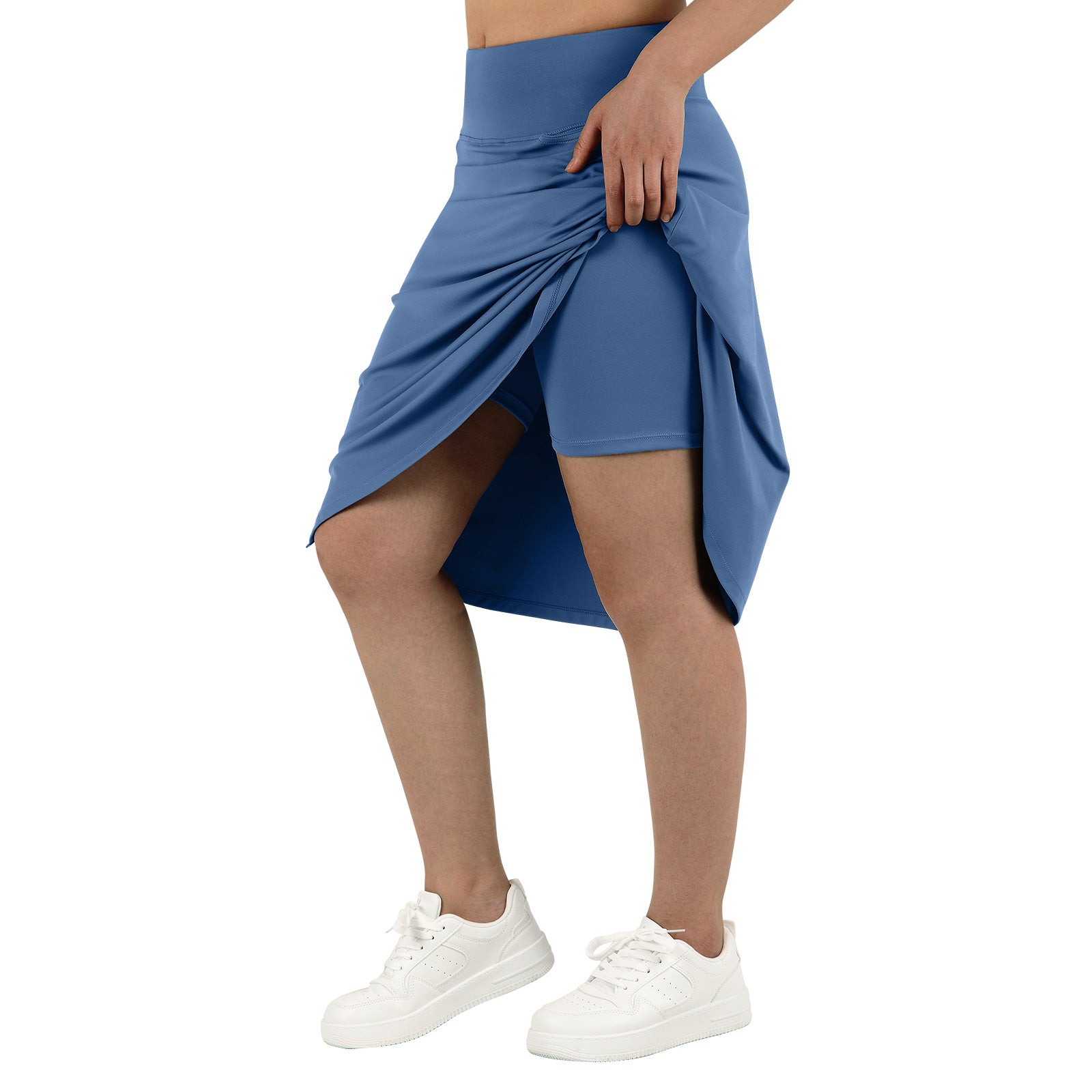ANIVIVO Women's 24" Knee Length Skorts with Pockets Long Skorts Athletic Skirt 3 Pockets-Steel Blue