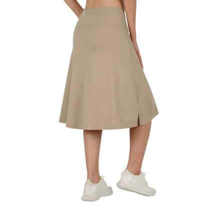 ANIVIVO Women's 24" Knee Length Skorts with Pockets Long Skorts Athletic Skirt 3 Pockets-Khaki