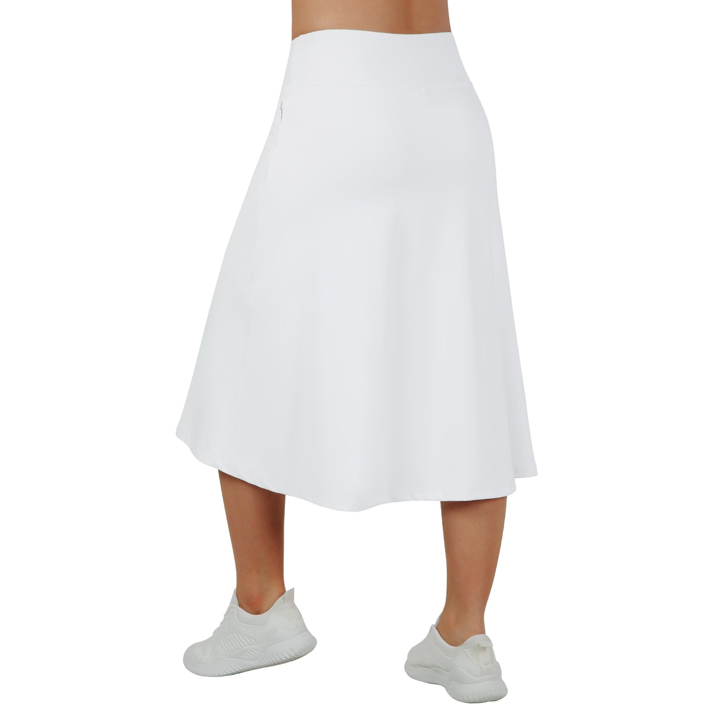 ANIVIVO Women 28" Midi Long Skorts Knee Length Athletic Skirt with Pocket-White