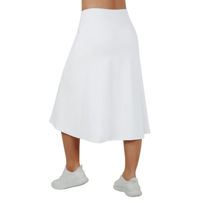 ANIVIVO Women 28" Midi Long Skorts Knee Length Athletic Skirt with Pocket-White