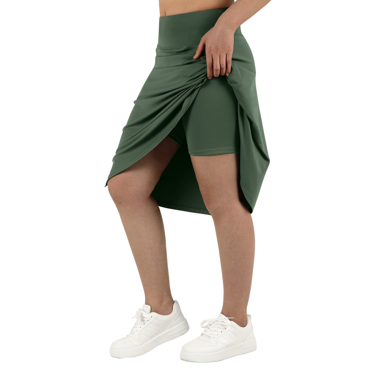 ANIVIVO Women's 24" Knee Length Skorts with Pockets Long Skorts Athletic Skirt 3 Pockets-Army Green