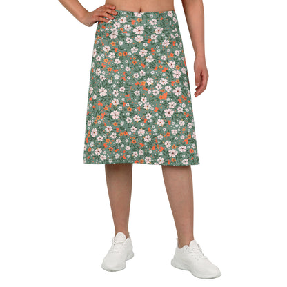 ANIVIVO Women's 24" Knee Length Skorts with Pockets Long Skorts Athletic Skirt 3 Pockets-Green Print