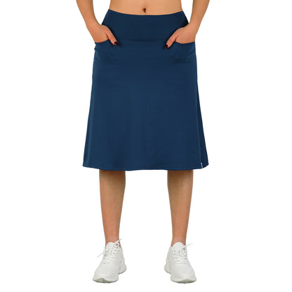 ANIVIVO Women's 24" Knee Length Skorts with Pockets Long Skorts Athletic Skirt 3 Pockets-Navy Blue