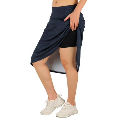 ANIVIVO Women's 24" Knee Length Skorts with Pockets Long Skorts Athletic Skirt 3 Pockets-Dark Denim Blue