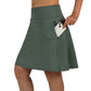 ANIVIVO Women's 20" Knee Length Skorts with Pockets Golf Tennis Skirt 2 Zipper Pockets-Army Green