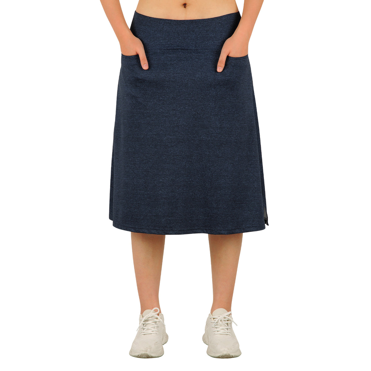 ANIVIVO Women's 24" Knee Length Skorts with Pockets Long Skorts Athletic Skirt 3 Pockets-Dark Denim Blue