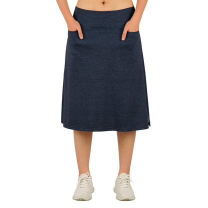ANIVIVO Women's 24" Knee Length Skorts with Pockets Long Skorts Athletic Skirt 3 Pockets-Dark Denim Blue