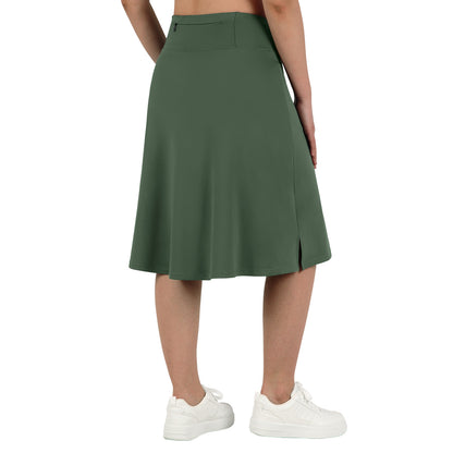 ANIVIVO Women's 24" Knee Length Skorts with Pockets Long Skorts Athletic Skirt 3 Pockets-Army Green