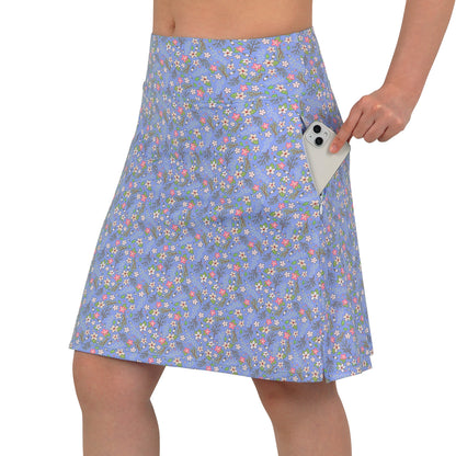 ANIVIVO Women's 20" Knee Length Skorts with Pockets Golf Tennis Skirt 2 Zipper Pockets High Waisted Built-In Shorts-Purple Floral