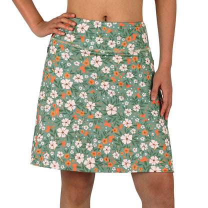 ANIVIVO Women's 20" Knee Length Skorts with Pockets Golf Tennis Skirt
2 Zipper Pockets High Waisted-Green Floral Print