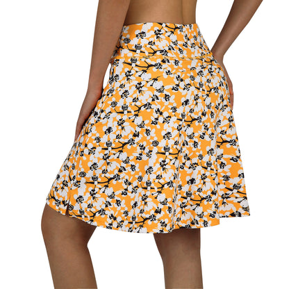 ANIVIVO Women's 20" Knee Length Skorts with Pockets Golf Tennis Skirt 2 Zipper Pockets High Waisted Built-In Shorts-Yellow Floral