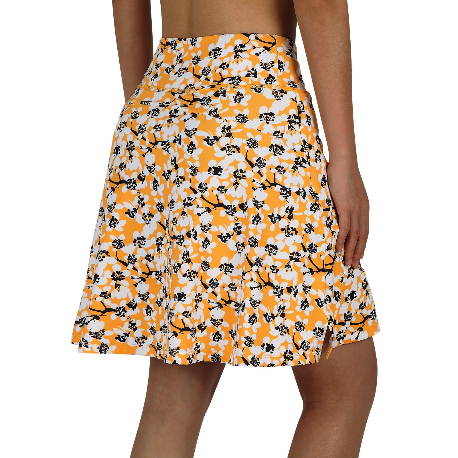ANIVIVO Women's 20" Knee Length Skorts with Pockets Golf Tennis Skirt 2 Zipper Pockets High Waisted Built-In Shorts-Yellow Floral