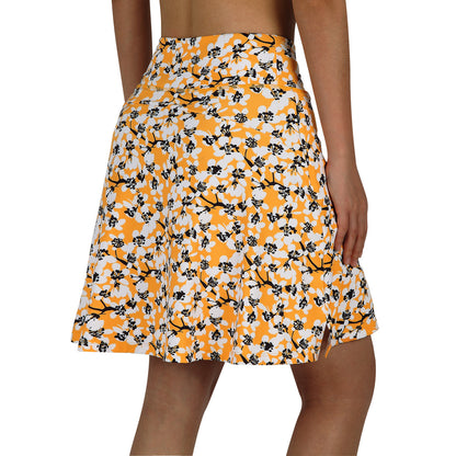 ANIVIVO Women's 20" Knee Length Skorts with Pockets Golf Tennis Skirt 2 Zipper Pockets High Waisted Built-In Shorts-Yellow Floral