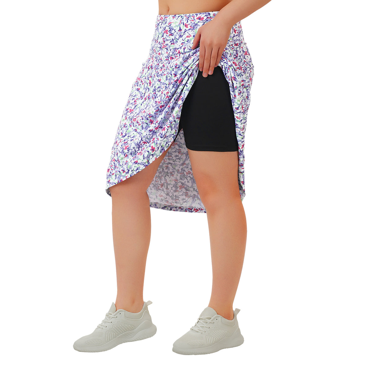 ANIVIVO Women's 24" Knee Length Skorts with Pockets Long Skorts Athletic Skirt 3 Pockets-Abstract Floral