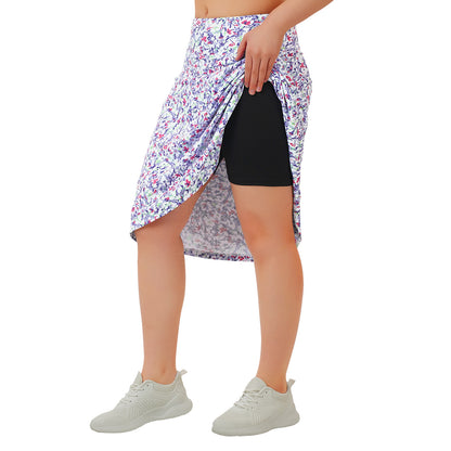 ANIVIVO Women's 24" Knee Length Skorts with Pockets Long Skorts Athletic Skirt 3 Pockets-Abstract Floral
