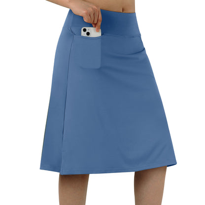 ANIVIVO Women's 24" Knee Length Skorts with Pockets Long Skorts Athletic Skirt 3 Pockets-Steel Blue