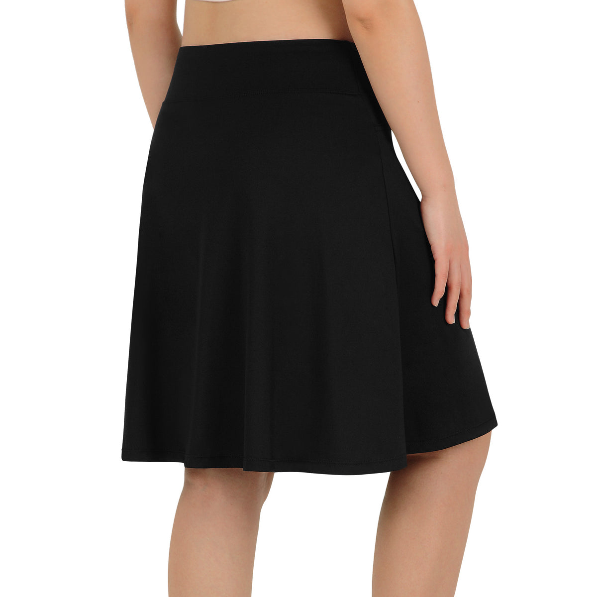 ANIVIVO Skorts for Women 20" Knee Length Tennis Skirts with Pocekts-Black