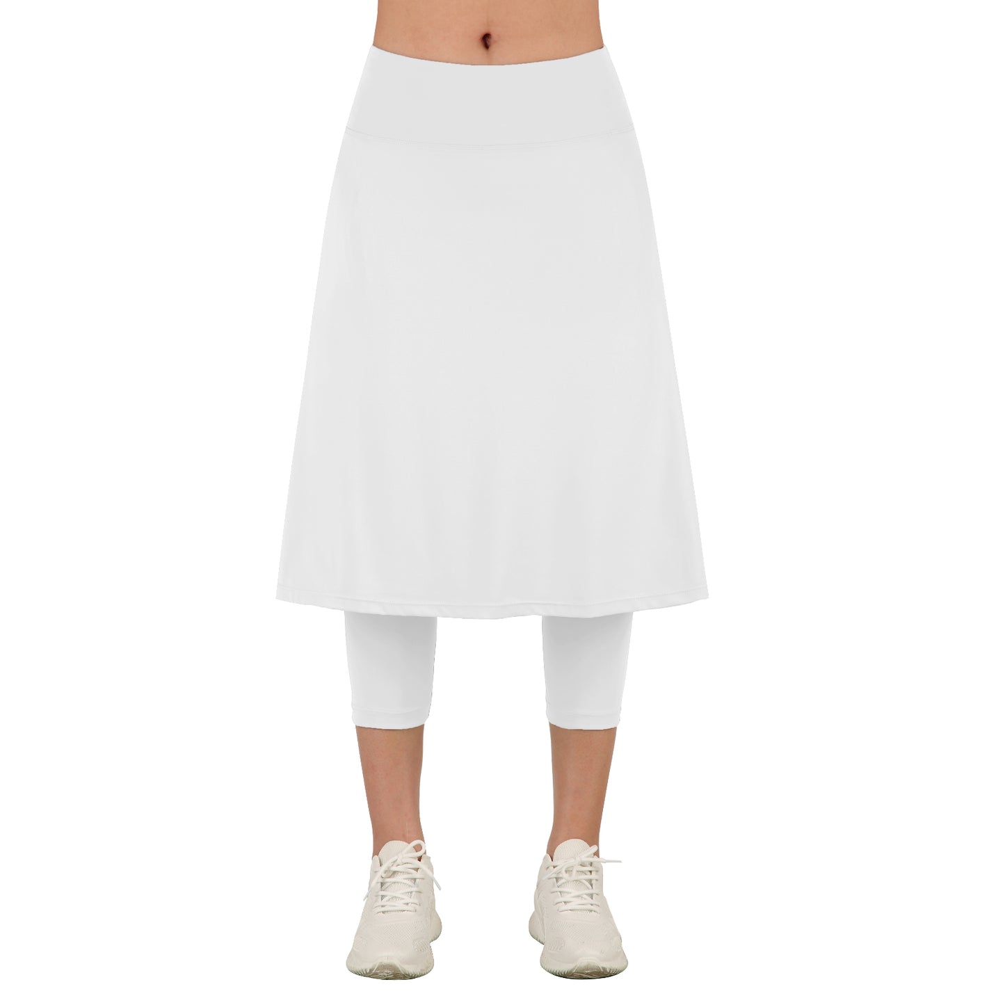 ANIVIVO Women Long Skirt with Leggings Skirted Leggings with Pockets High Waisted Zipper Pockets Modest Athletic skirt-White