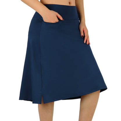 ANIVIVO Women's 24" Knee Length Skorts with Pockets Long Skorts Athletic Skirt 3 Pockets-Navy Blue