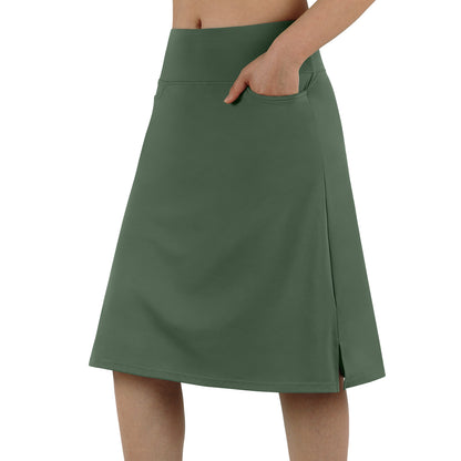 ANIVIVO Women's 24" Knee Length Skorts with Pockets Long Skorts Athletic Skirt 3 Pockets-Army Green