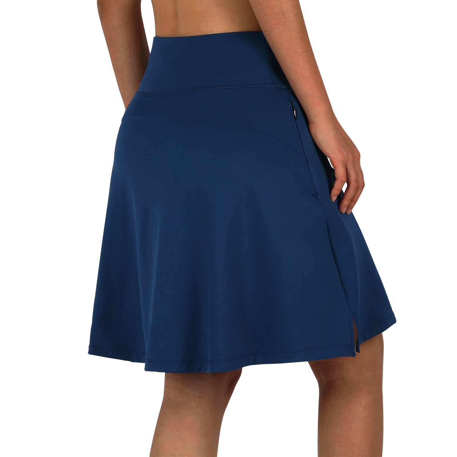 ANIVIVO Women's 20" Knee Length Skorts with Pockets Golf Tennis Skirt 2 Zipper Pockets High Waisted Built-In Shorts-Navy