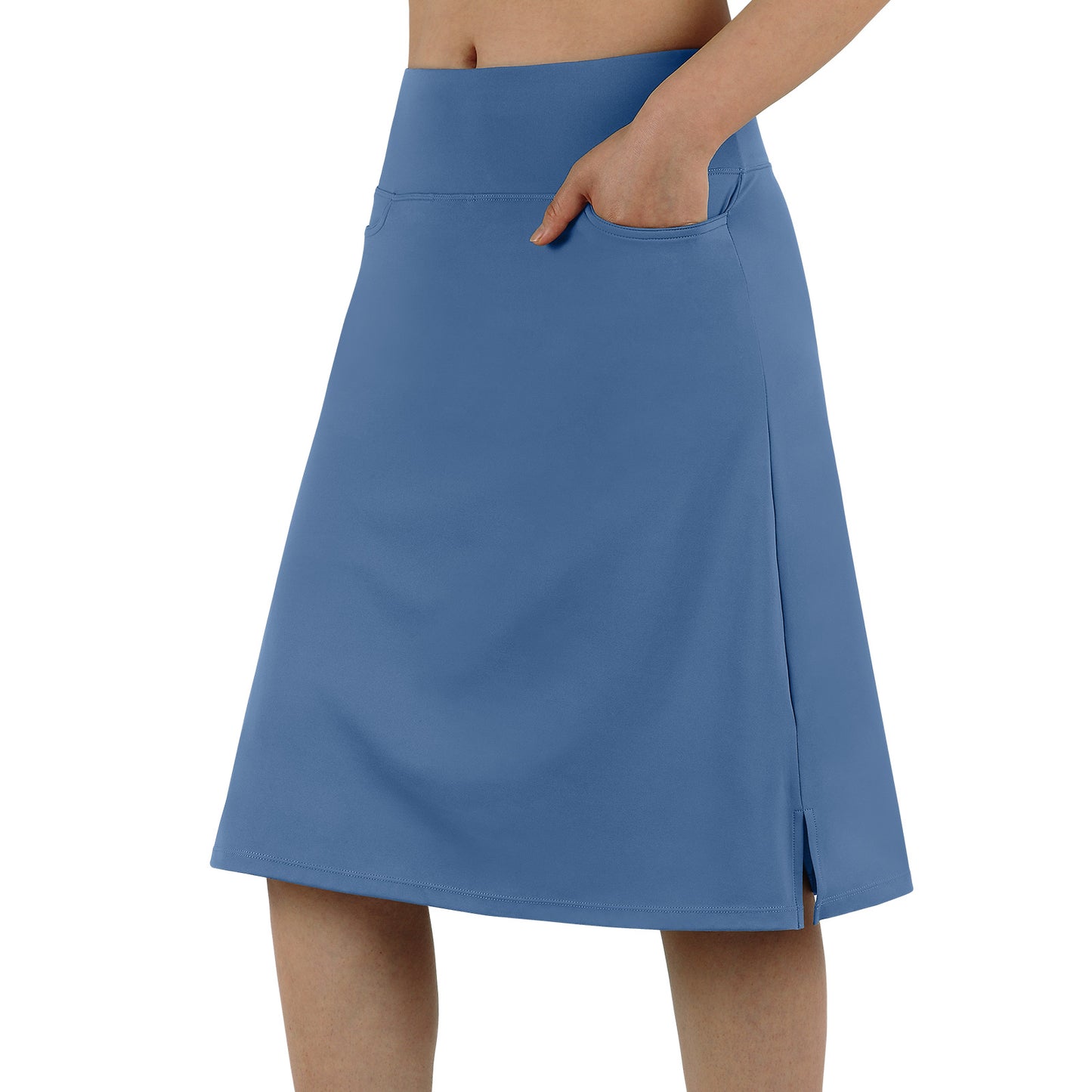 ANIVIVO Women's 24" Knee Length Skorts with Pockets Long Skorts Athletic Skirt 3 Pockets-Steel Blue