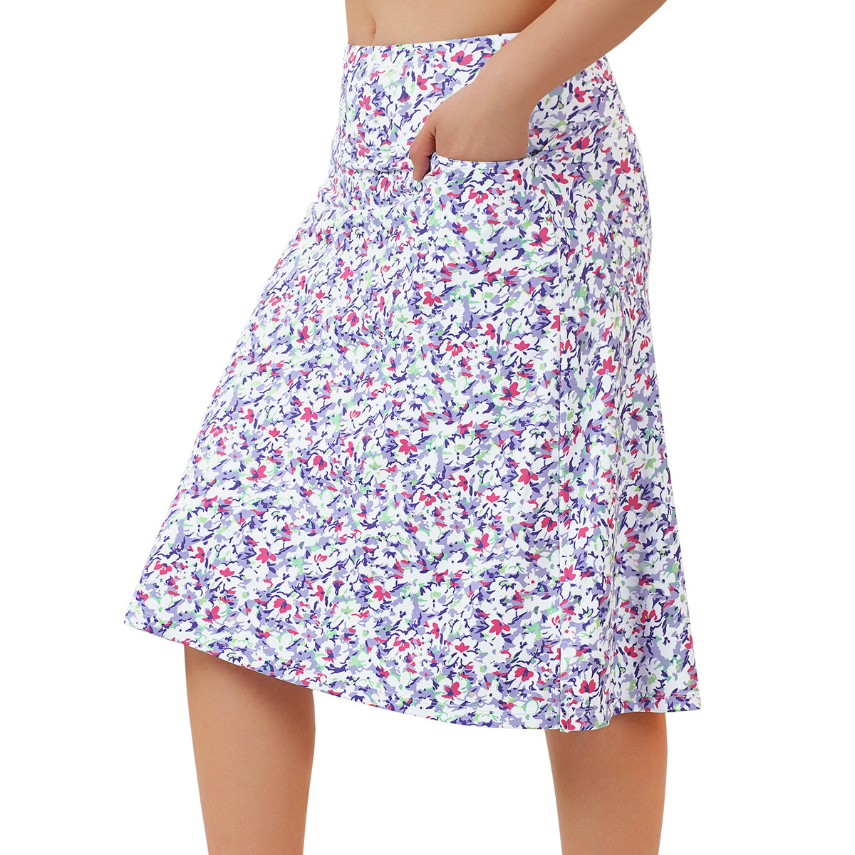 ANIVIVO Women's 24" Knee Length Skorts with Pockets Long Skorts Athletic Skirt 3 Pockets-Abstract Floral