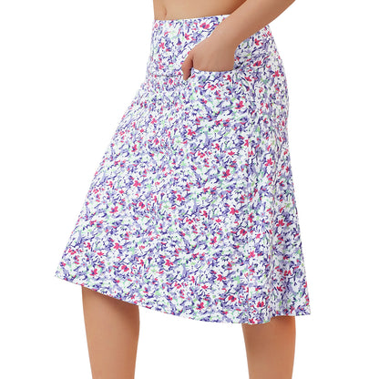 ANIVIVO Women's 24" Knee Length Skorts with Pockets Long Skorts Athletic Skirt 3 Pockets-Abstract Floral