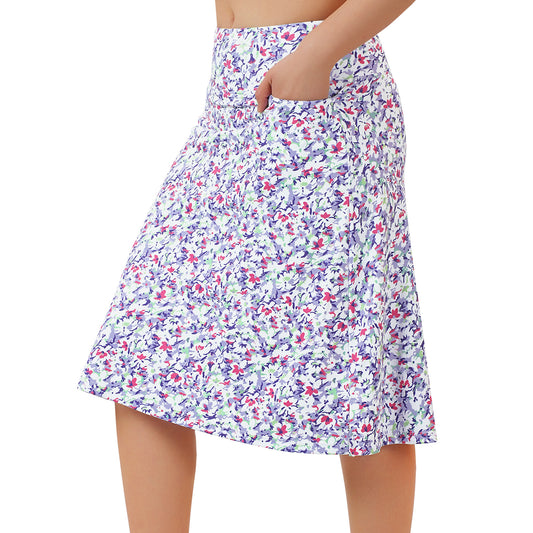 ANIVIVO Women's 24" Knee Length Skorts with Pockets Long Skorts Athletic Skirt 3 Pockets-Abstract Floral