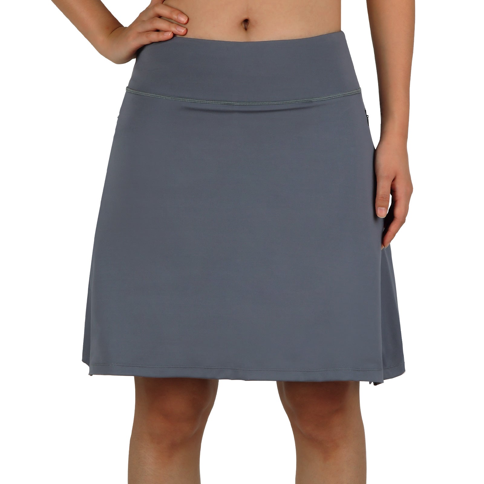 ANIVIVO Women's 20" Knee Length Skorts with Pockets Golf Tennis Skirt
2 Zipper Pockets High Waisted Built-In Shorts-Grey