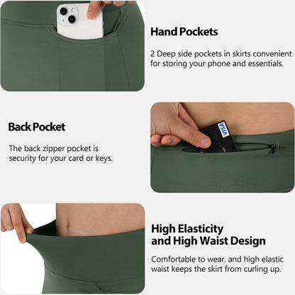 ANIVIVO Women's 24" Knee Length Skorts with Pockets Long Skorts Athletic Skirt 3 Pockets-Army Green