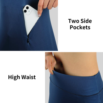 ANIVIVO Women Long Skirt with Leggings Skirted Leggings with Pockets High Waisted Zipper Pockets Modest Athletic skirt-Navy Blue