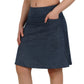 ANIVIVO Skorts for Women 20" Knee Length Tennis Skirts with Pocekts-Dark Denim Blue