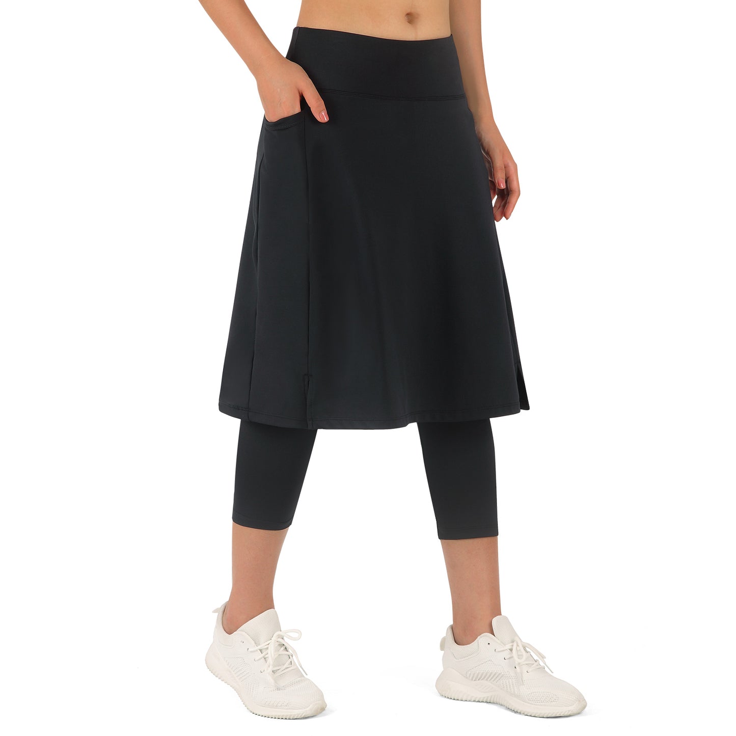 ANIVIVO Women Tennis Skirted Leggings with Pockets, Capris Yoga Leggings  with Sk